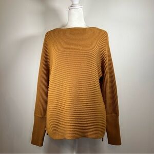 Rachel Zoe Camel Color Thick Knit Boatneck Long Sleeve Hi-Low Sweater Medium